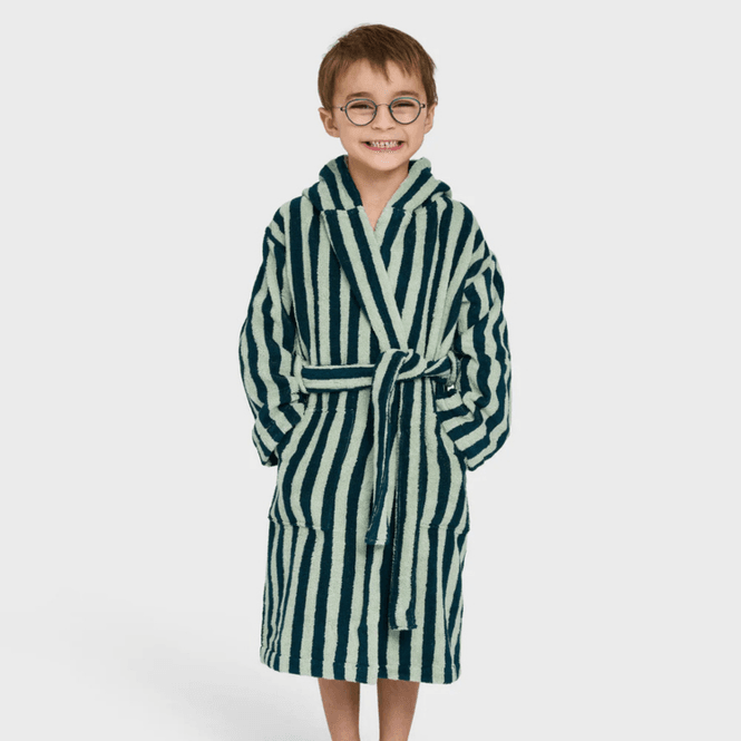 Hovedbilde Naram morgenkåpe til barn - sea foam & deep teal
