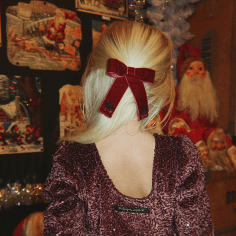 Juliette Bow Hair Clip 2-pk - Rød hårsløyfe