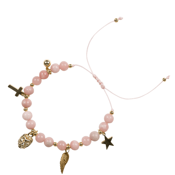 Hovedbilde Steinperlearmbånd med charms - rose