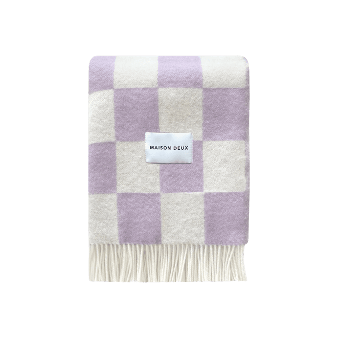 Hovedbilde Sjakkbrett ullpledd - Lilla / hvit 