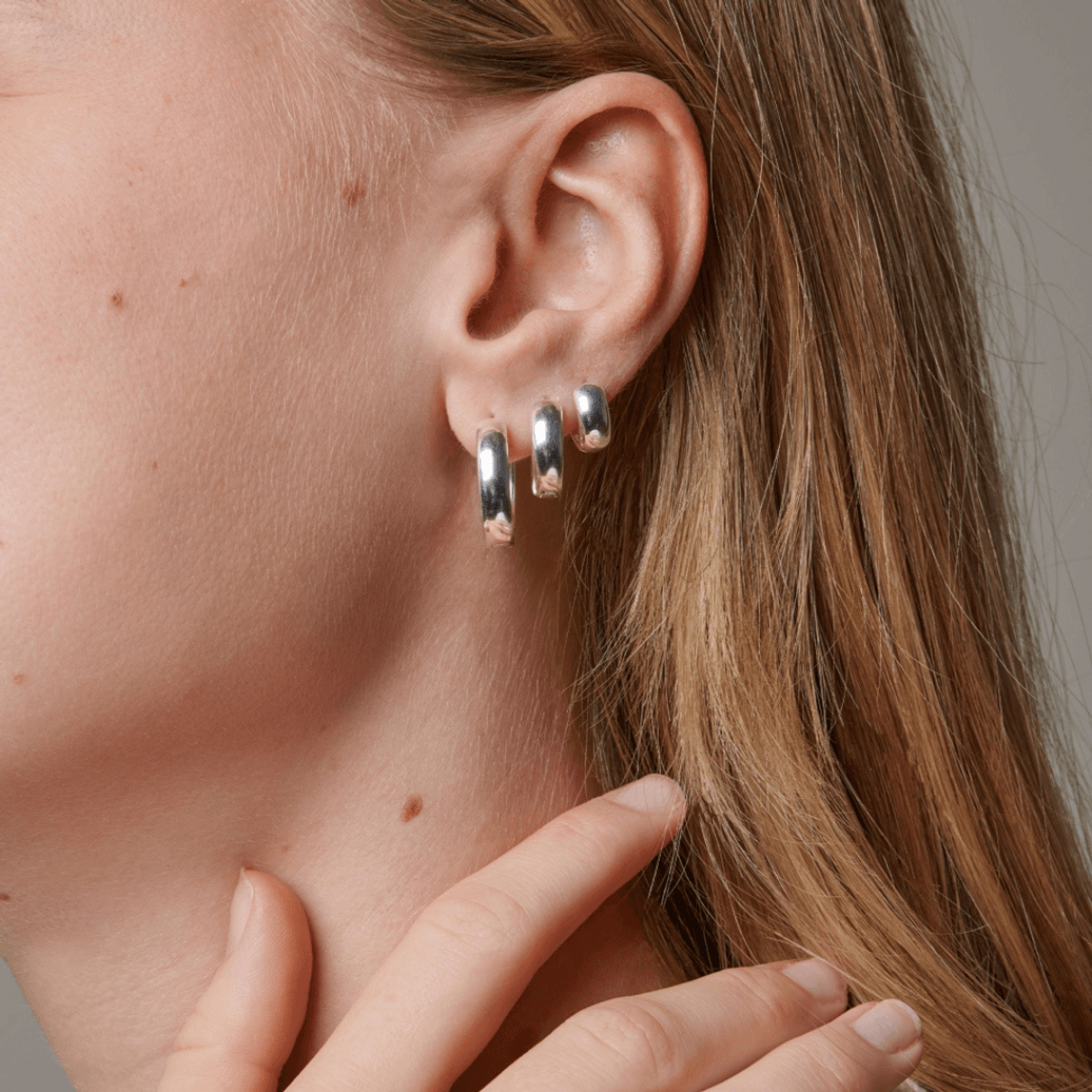 ENAMEL klassisk hoops sølv 15 mm