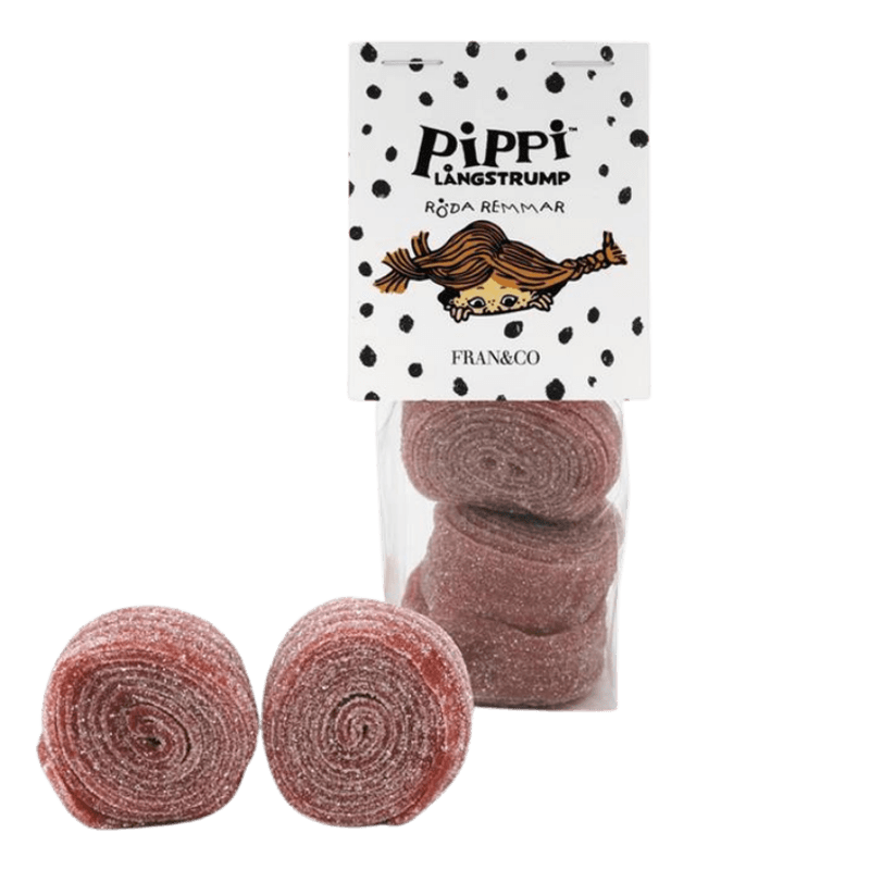 Pippi Røde remmer - jordbærsmak godteri