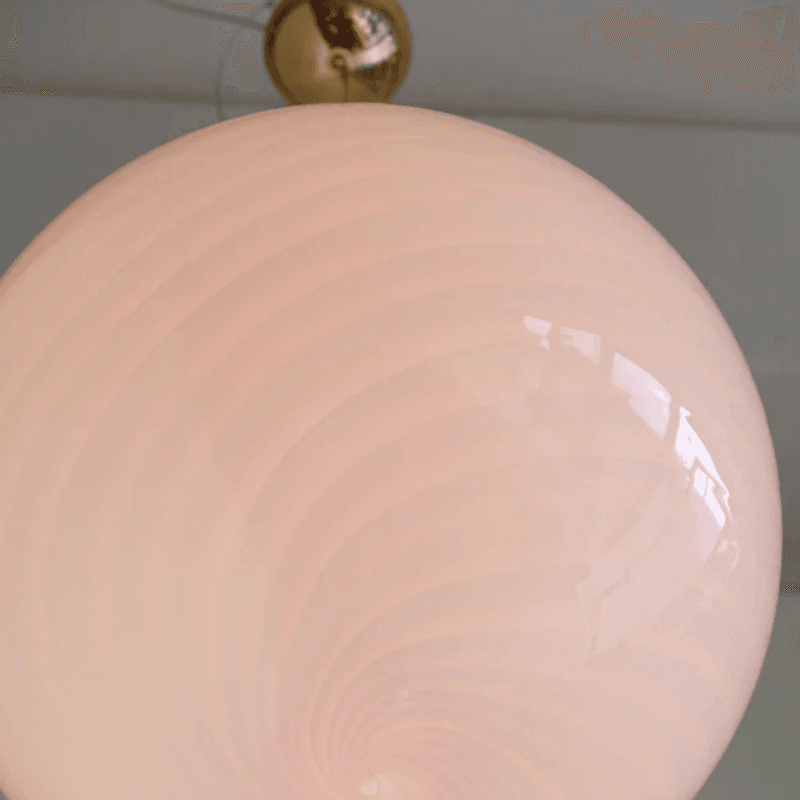 Murano Candy pendel myk lyserosa swirl* Bestillingsvare