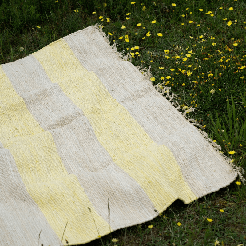 Chindi Rug - Neon yellow & Creme