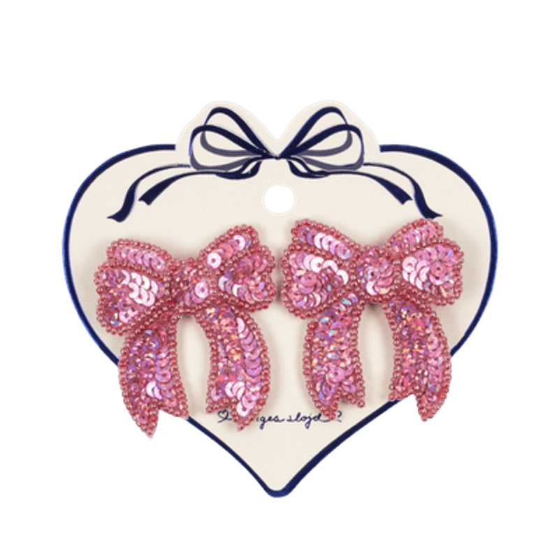 Sequin Bow Hair Clip 2-pk – Rosa hårsløyfe