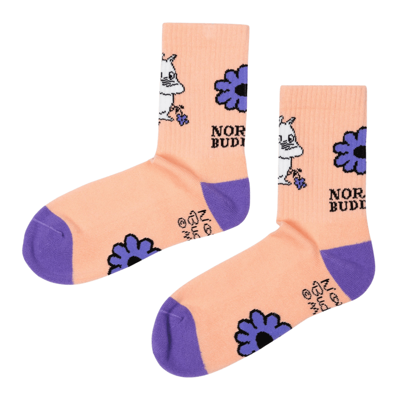 Moomin Retro Sokker - Pastell fersken og lilla