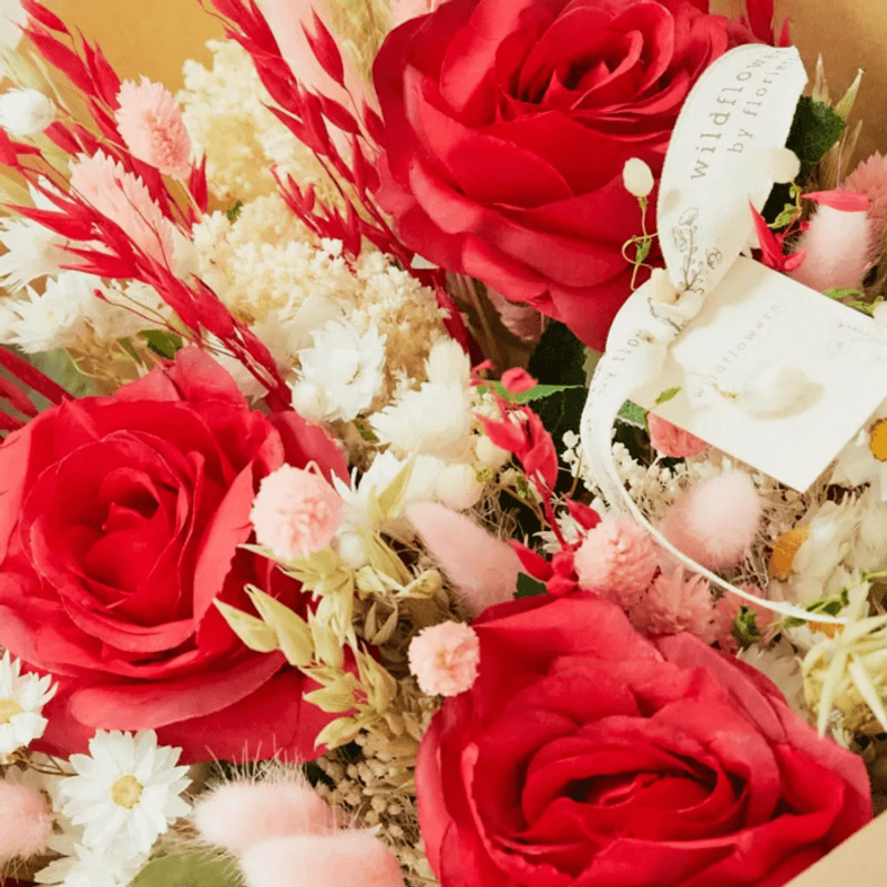 Dried Flowers - Romantic Bouquet - Red Rose, Large 
