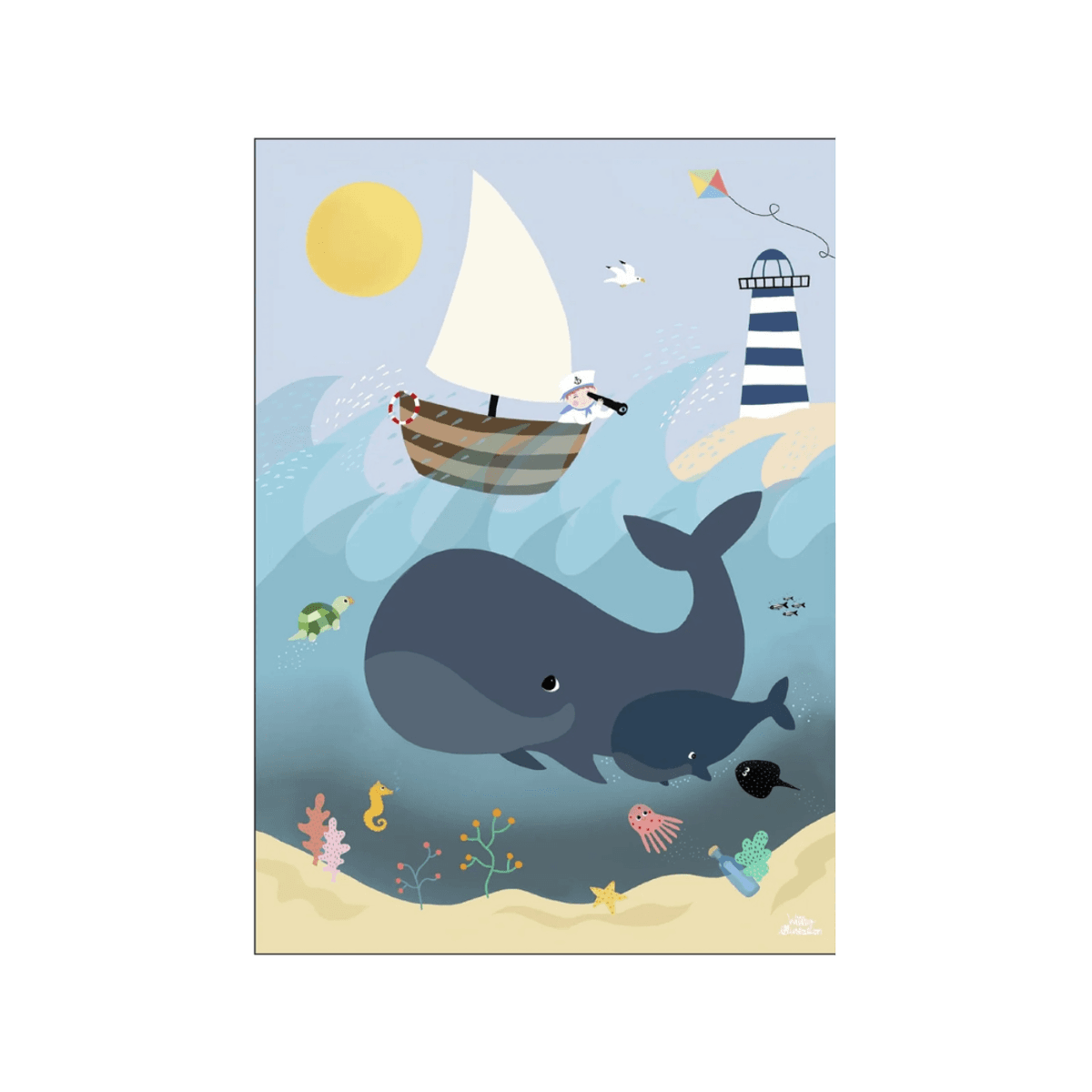 Poster og ramme - Whales and Waves