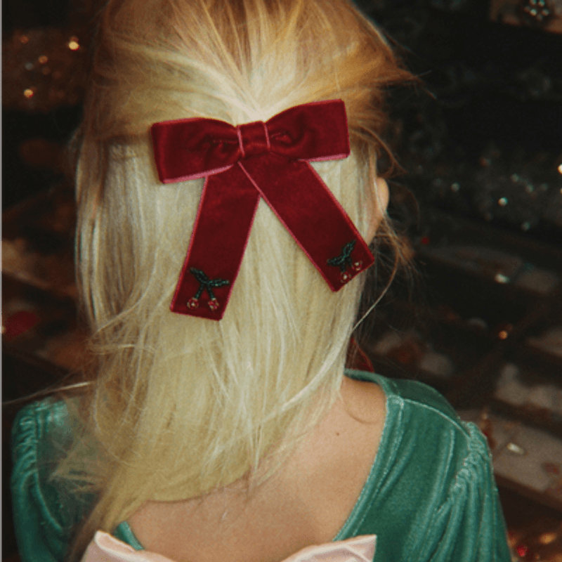 Juliette Bow Hair Clip 2-pk - Rød hårsløyfe