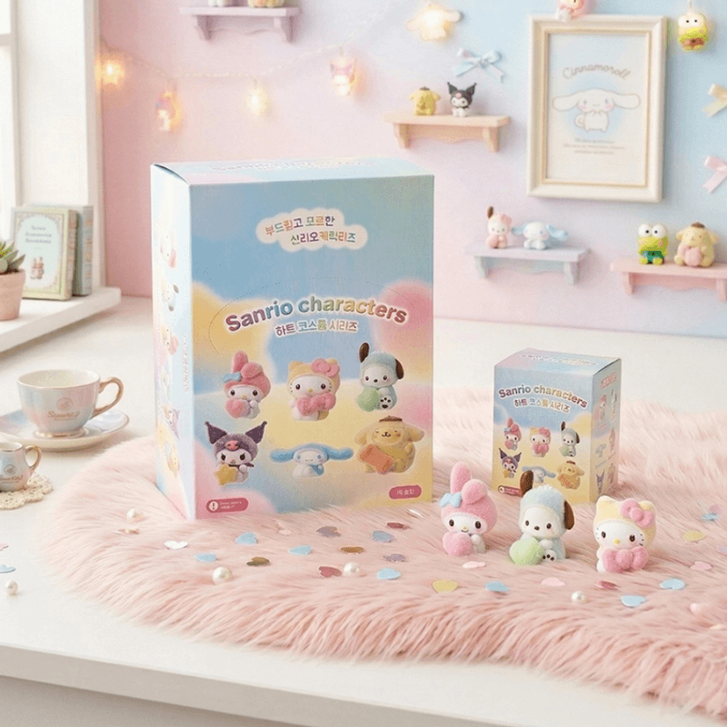 Sanrio Fuzzy Heart Costume Blind Box – Tilfeldig miniatyrfigur