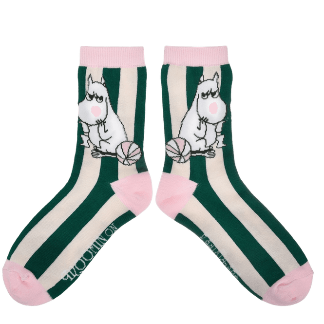 Hovedbilde Moomin mummi sokker - Striper Grønn/rosa