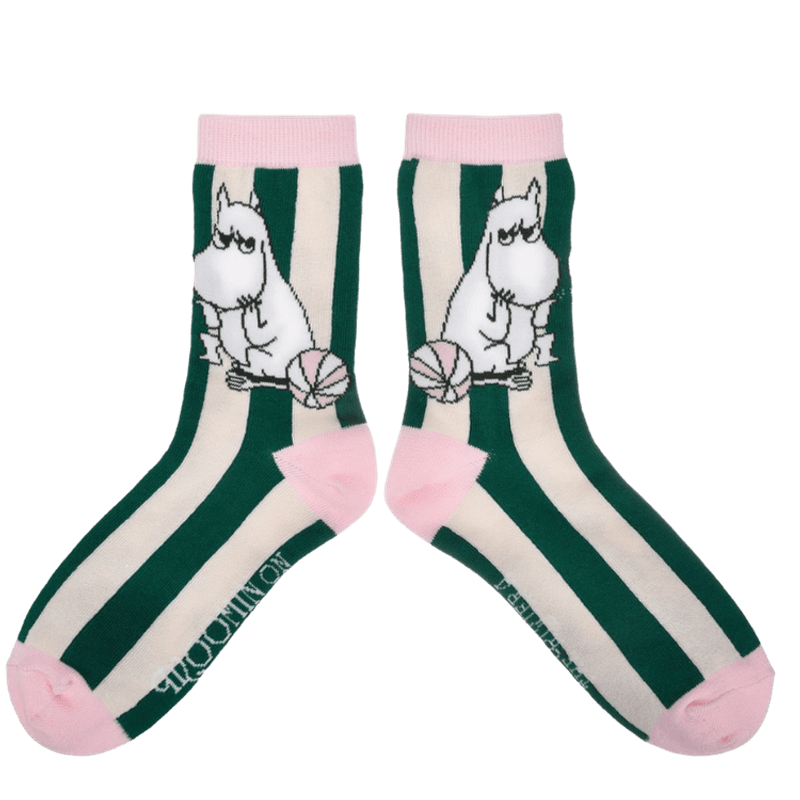 Moomin mummi sokker - Striper Grønn/rosa