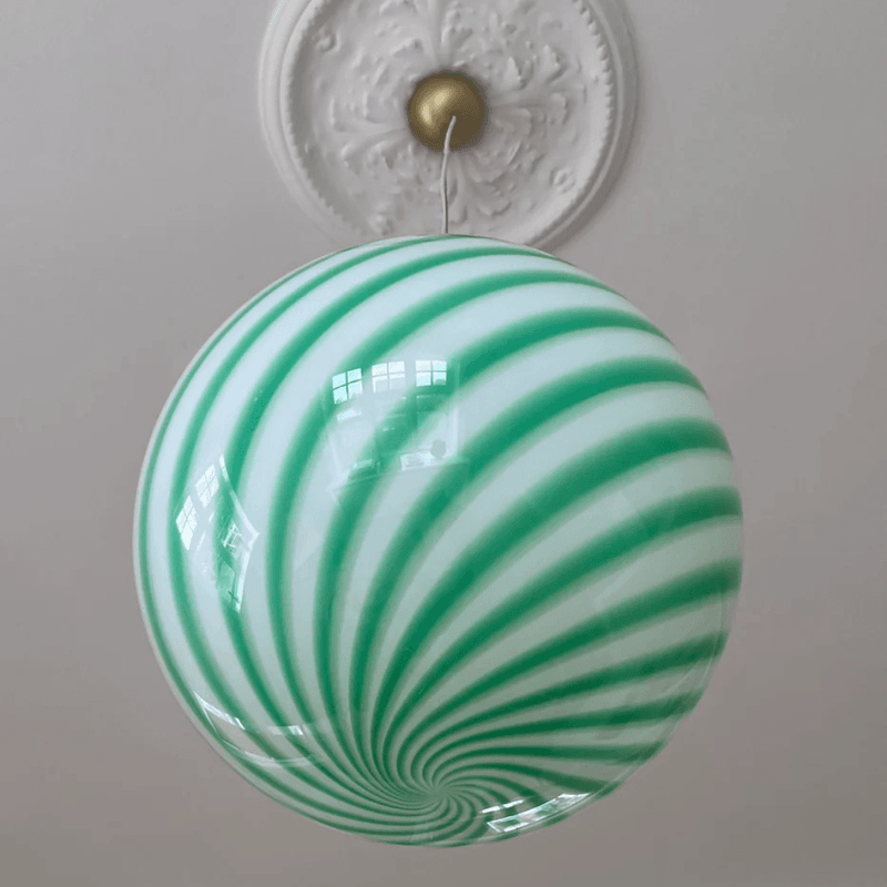 Murano Candy pendel grønn/hvit swirl *Bestillingsvare