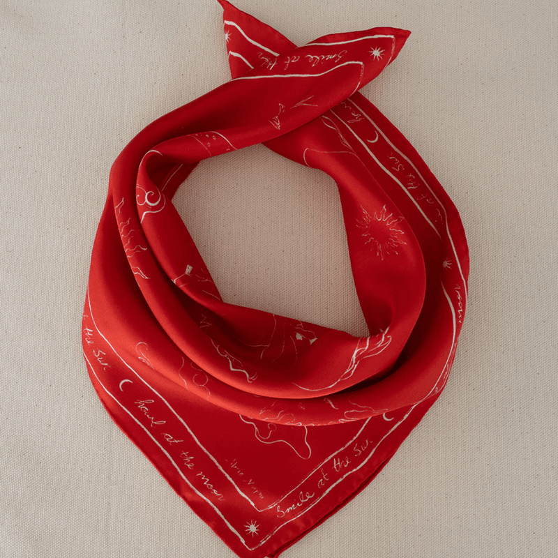 Red Scarf - bomulls - silke 