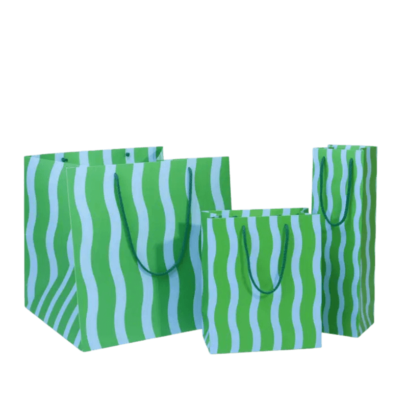 Gavepose - Grønn/Aqua Stripemønster  