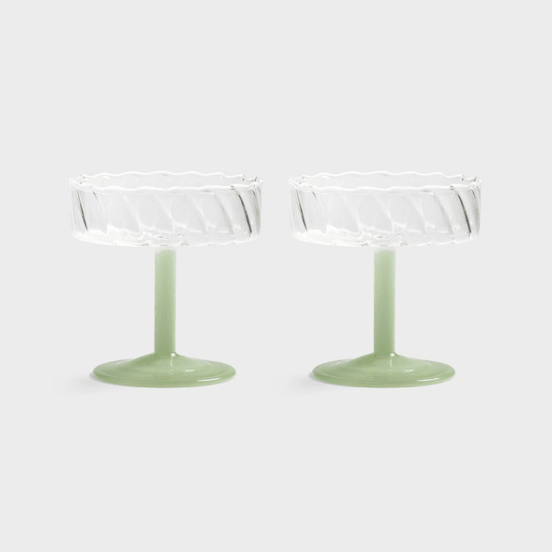 Coupe twirl glass - green
