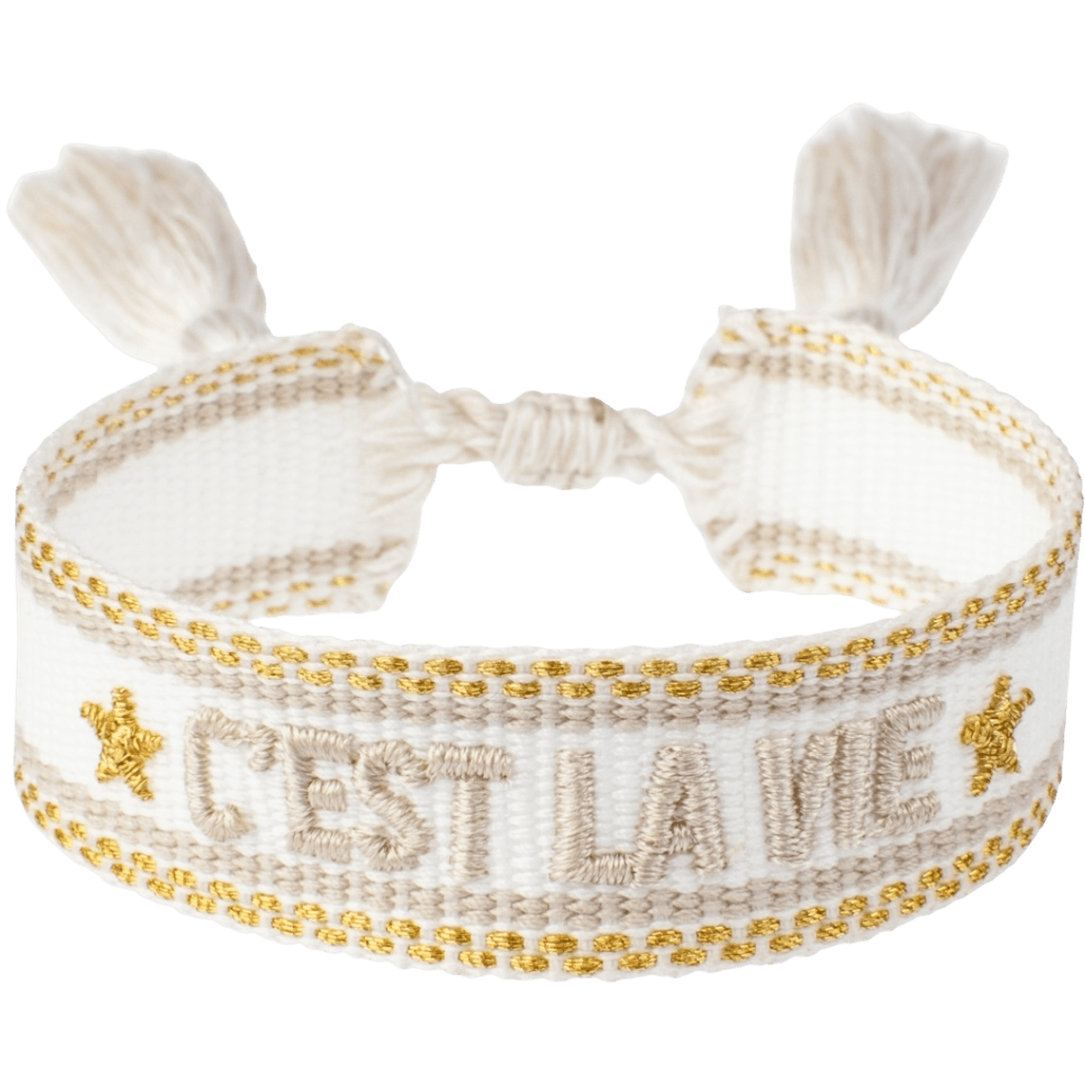 Dark - Flettet armbånd white, sand & gold