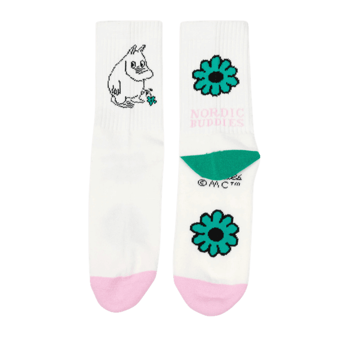Hovedbilde Moomin Retro sokker Blomster - Hvit/rosa/grønn