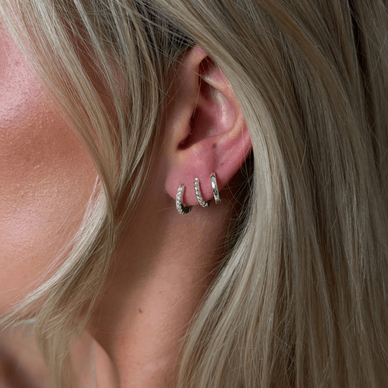 3-Pack Mini Huggie Hoops Silver