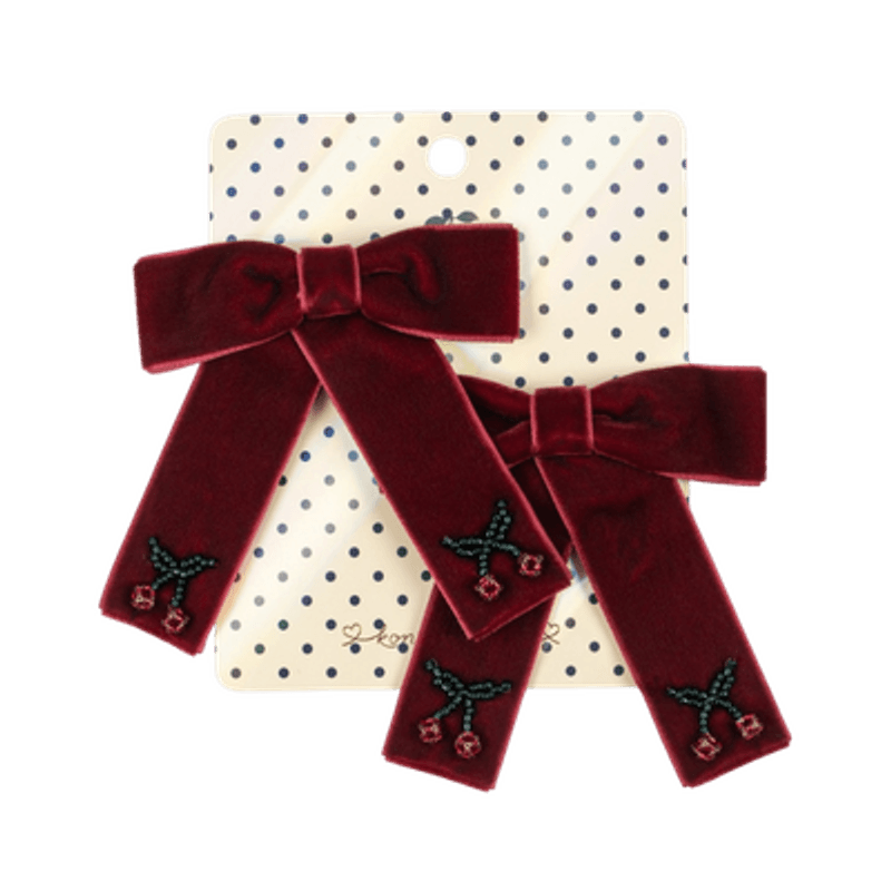 Juliette Bow Hair Clip 2-pk - Rød hårsløyfe