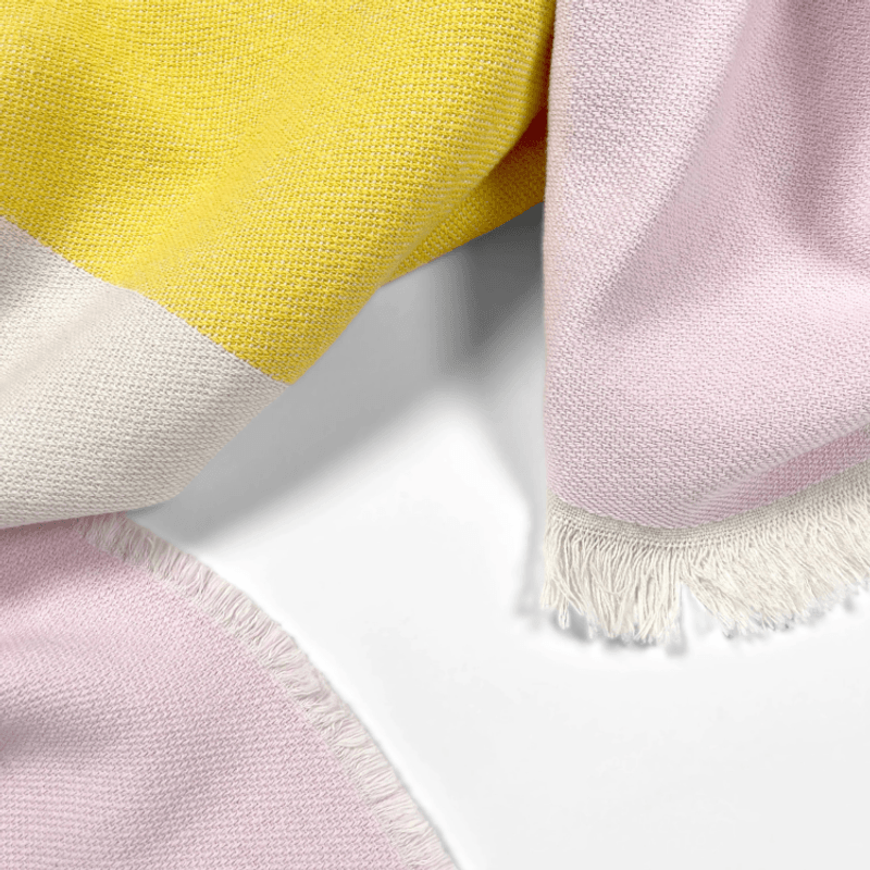 Check Bold Blanket Pink Sun - 100 % bomull