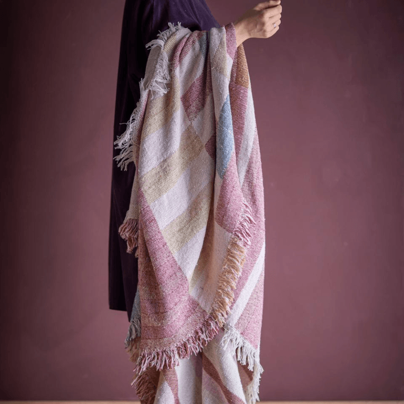 Bomullsteppe - Rosa/Beige