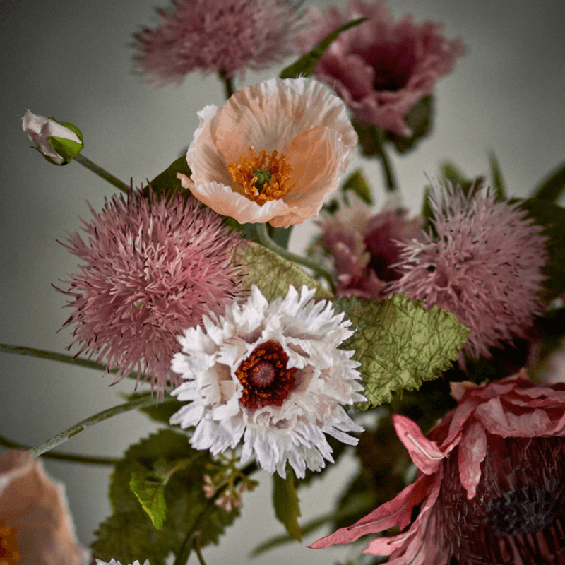 Blomsterbukett Dust – rosa kunstige blomster