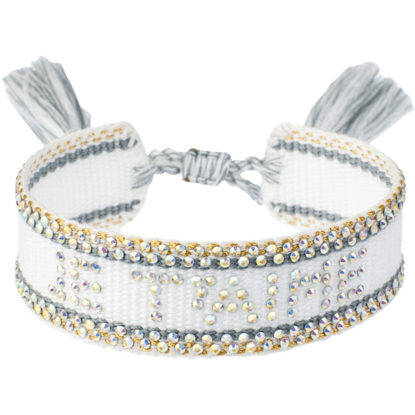 Hovedbilde Dark - Flettet armbånd med steiner, white & teal